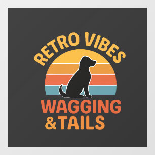 Retro Vibes, Wagging & Tails Window Cling