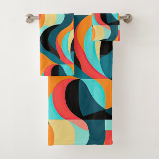 Retro Vibrant Abstract Pattern Bath Towel Set