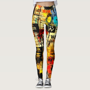 retro vibrant wicked abstract trendy leggings