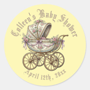 Retro Victorian Era Baby Carriage  Classic Round Sticker