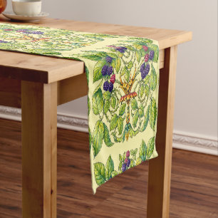 Retro Victorian Era Blackberries Short Table Runner