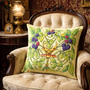 Retro Victorian Era Blackberries Throw Pillow