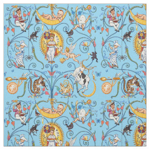 Retro Victorian Era Nursery Rhymes by Walter Crane Fabric