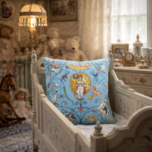 Retro Victorian Era Nursery Rhymes by Walter Crane Throw Pillow