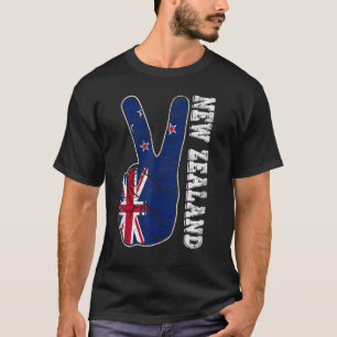 Retro Victory Two Fingers New Zealand Flag Patriot T-Shirt