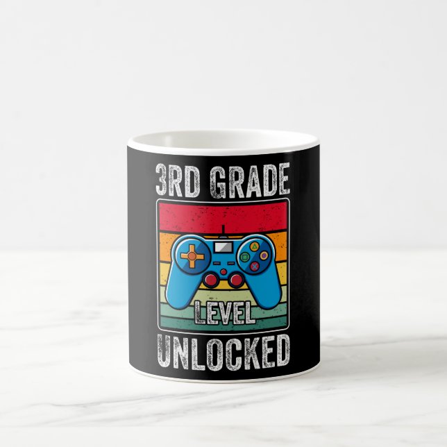 Retro Video Game 3rd Grade Level Unlocked Gift Coffee Mug (Center)