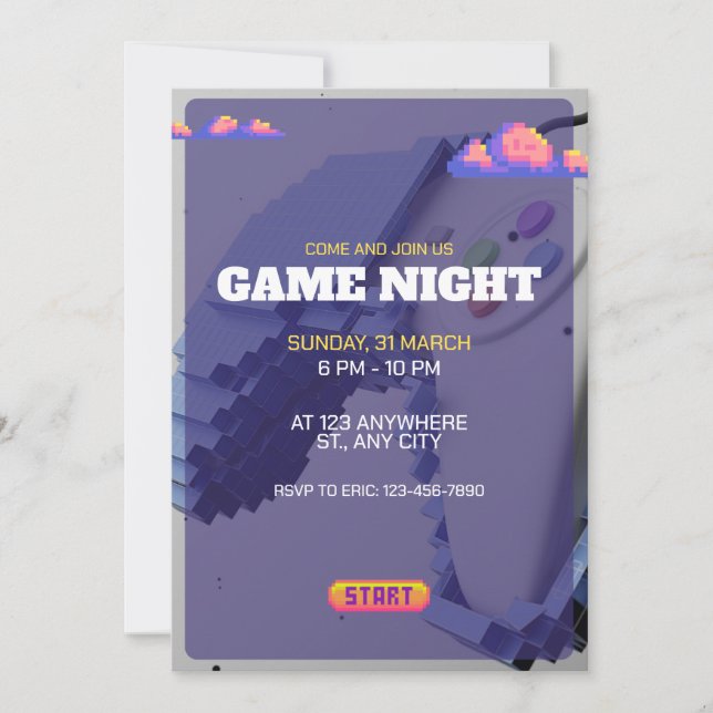 Retro Video Game Birthday Party Invitation (Front)