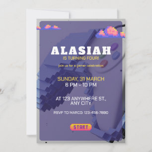 Retro Video Game Birthday Party Invitation Gaming