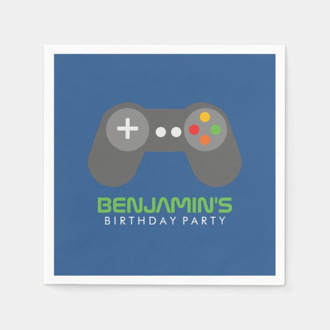 Retro Video Game Controller Birthday Napkin (Front)