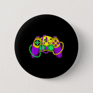 Retro Video Game Controller Hat Mardi Gras Gaming  2 Inch Round Button