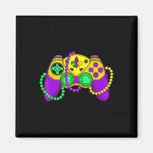 Retro Video Game Controller Hat Mardi Gras Gaming Magnet