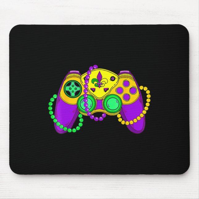 Retro Video Game Controller Hat Mardi Gras Gaming  Mouse Pad (Front)