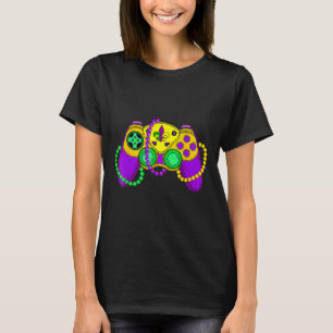 Retro Video Game Controller Hat Mardi Gras Gaming  T-Shirt