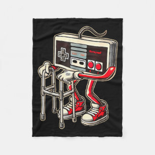 Retro Video Game Controller With Walker Funny Game Fleece Blanket