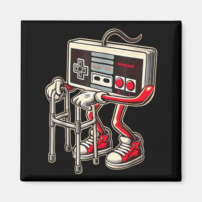 Retro Video Game Controller With Walker Funny Game Magnet (Front)
