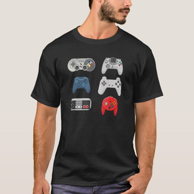 Retro Video Game Controllers Collection   Gaming T-Shirt (Front)