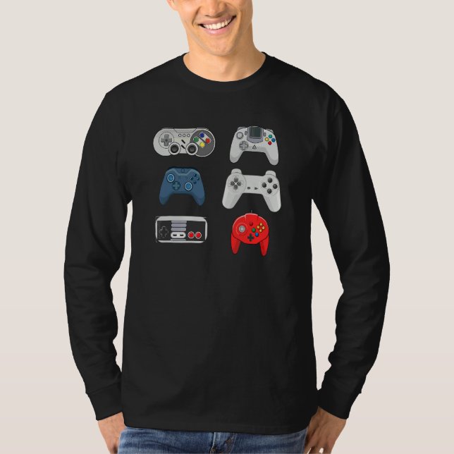 Retro Video Game Controllers Collection   Gaming T-Shirt (Front)