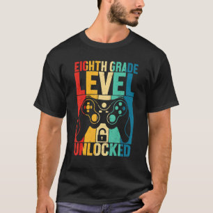 Retro Video Game Eighth Grade Level Unlocked Back  T-Shirt