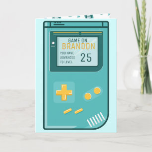 Retro Video Game Level Up Custom Birthday Age Card