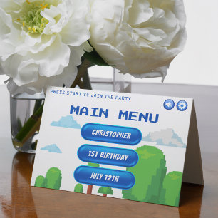 Retro Video Game Menu 1ère fête d'anniversaire