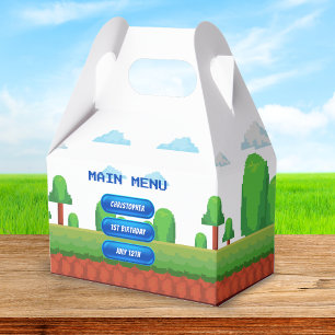 Retro Video Game Menu 1st Birthday Party Favor Box