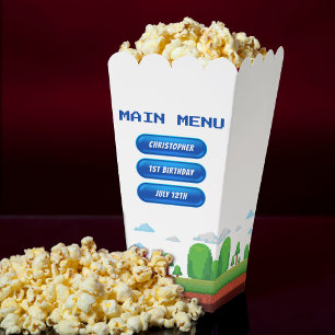 Retro Video Game Menu 1st Birthday Party Favor Box