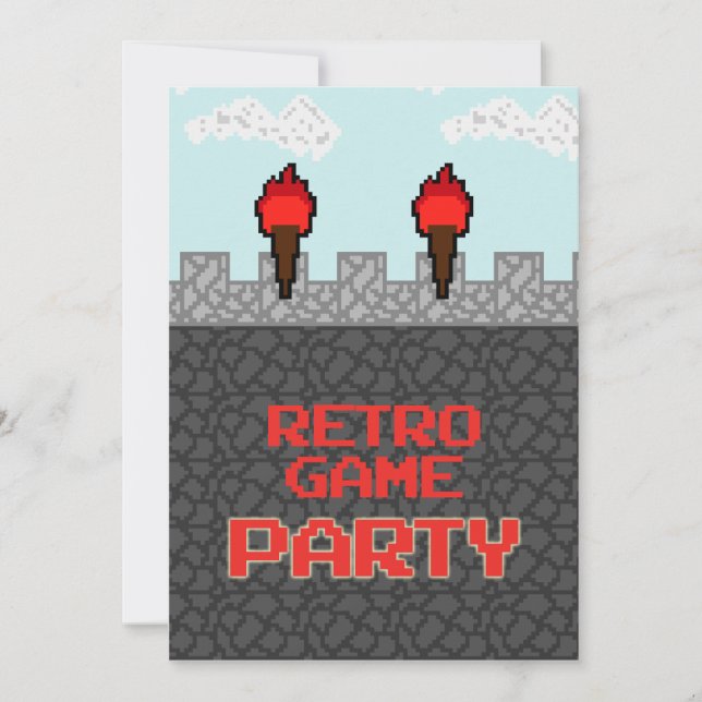 Retro Video Game Party Invitation (Front)