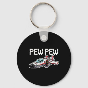 Retro Video Game Ship Arcade Funny Nostalgia Gamer Keychain