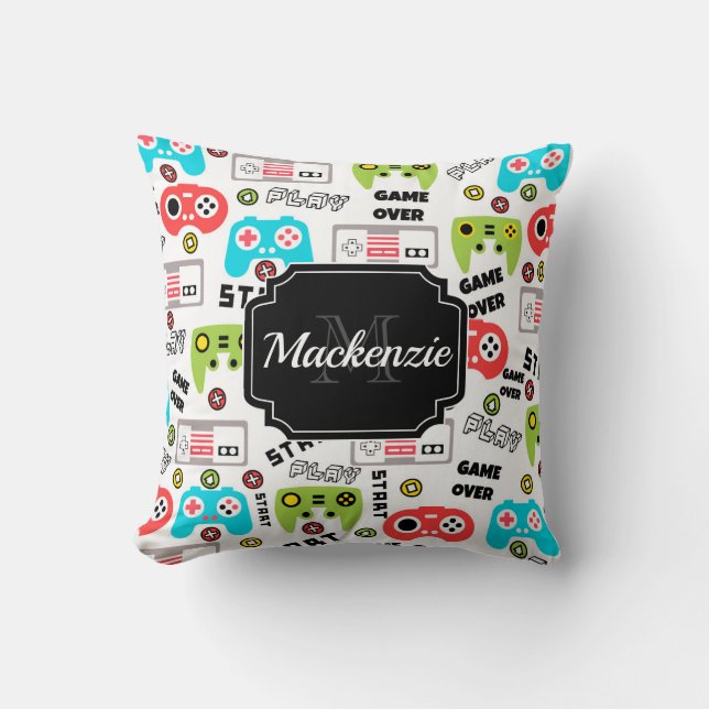 Retro Video Game Throw Pillow (Front)