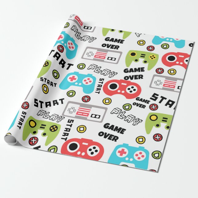 Retro Video Game Wrapping Paper (Unrolled)