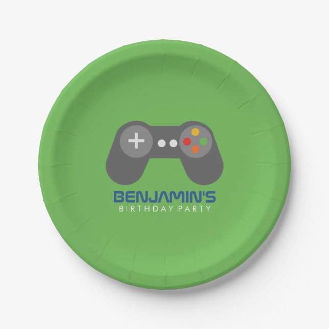 Retro Video Games Birthday Party Paper Plate (Front)