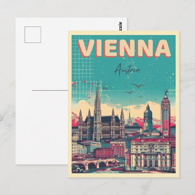 Retro Vienna city Austria skyline gifts  Postcard (Front/Back)