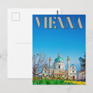 Retro Vienna city Austria skyline gifts  Postcard