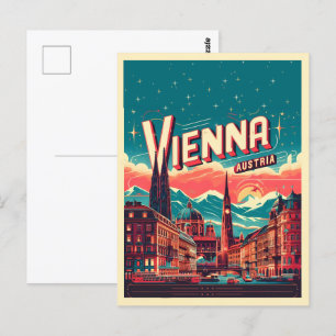 Retro Vienna city Austria skyline gifts  Postcard