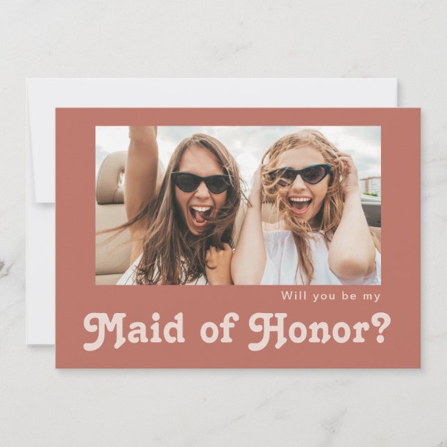 Retro Vieux Rose Photo Maid of Honor Carte de prop (Devant)
