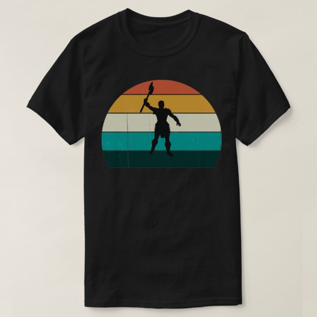 Retro Viking Barbarian Axe Fighter Battle Warrior  T-Shirt (Design Front)