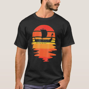 Retro Viking Ship   Cool Water Sunset Ancient Nors T-Shirt