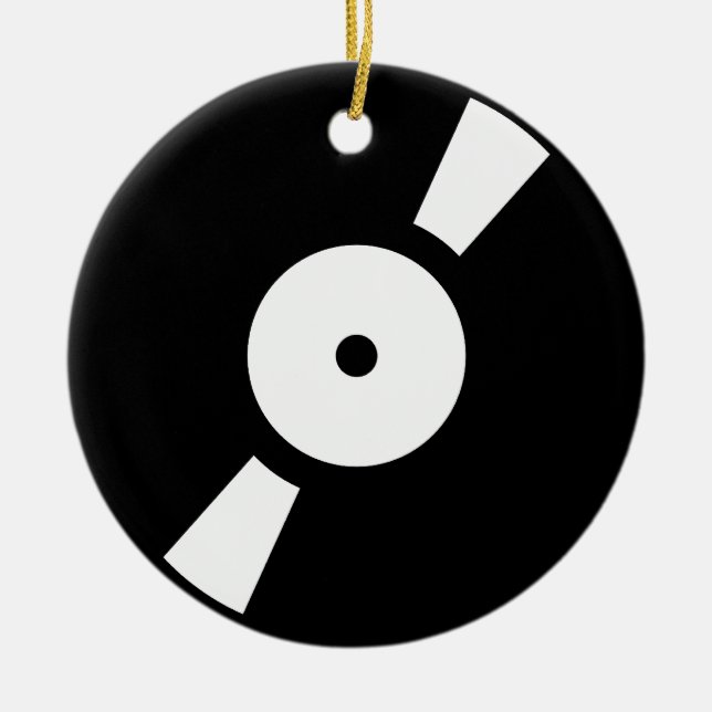 retro vinly record ceramic ornament (Front)