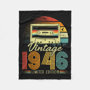 Retro Vintage 1946 Limited Edition 80 Years Old Bi Fleece Blanket