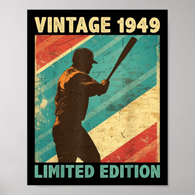 Retro Vintage 1949 Baseball Lover Limited Edition  Poster (Front)