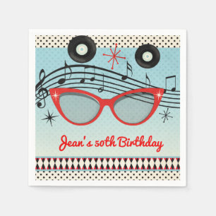 Retro Vintage 1950's Fifties Birthday Party Custom Napkin