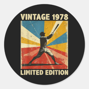 Retro Vintage 1978 Baseball Lover Limited Edition Classic Round Sticker