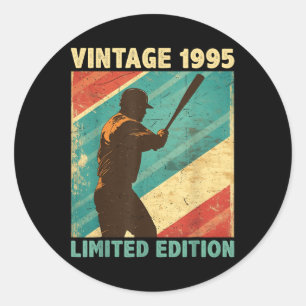 Retro Vintage 1995 Baseball Lover Limited Edition Classic Round Sticker