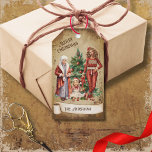 Retro Vintage 3 Generations and a Christmas Tree Gift Tags<br><div class="desc">Beautiful retro vintage illustration of an elderly woman, a young woman and a girl; a lovely scene of 3 generations decorating the Christmas tree on a retro grunge background and frame for an aged or vintage look. Design features a vintage scroll ribbon for your personalization both in the front or...</div>
