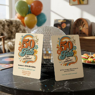 Retro Vintage 50 & Fab 50th Birthday Party Invitation