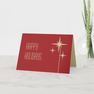 Retro Vintage 50s Stars Minimalist Happy Holidays Card