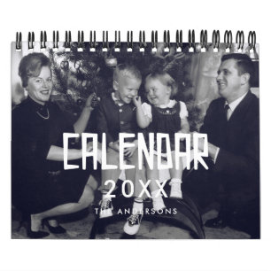 Retro vintage 50s typography family photo 2026 calendar