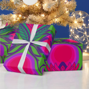 retro vintage 60s 70s gift wrapping paper