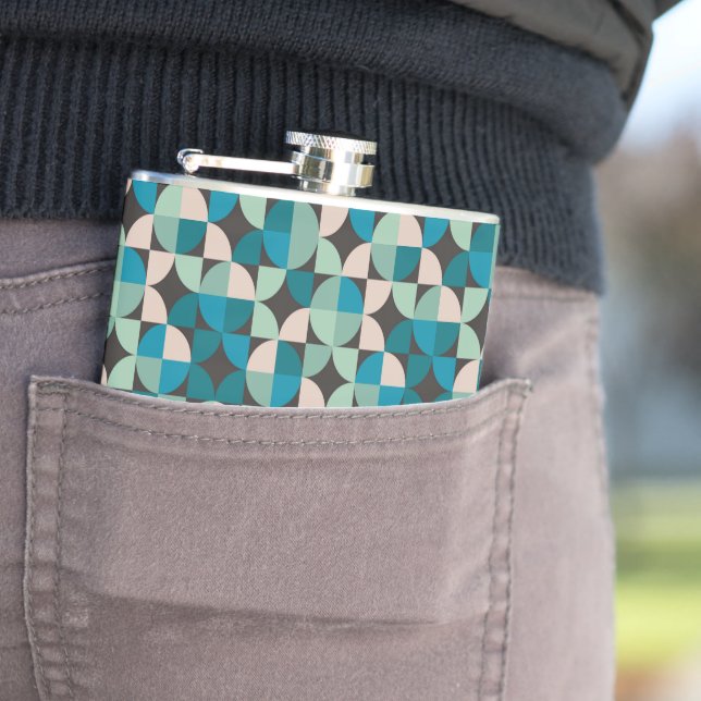 Retro Vintage 60's Pattern Hip Flask (In Situ)