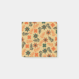 Retro Vintage 70s Floral Flower Leaves Pattern Post-it Notes